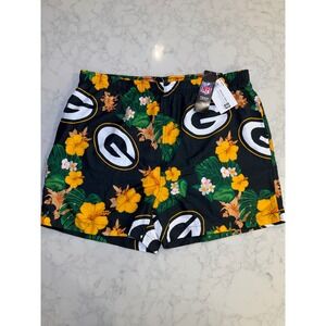 NFL Green Bay Packers Mens 2XL Swim Trunks Floral Tropical Board Shorts New NWT